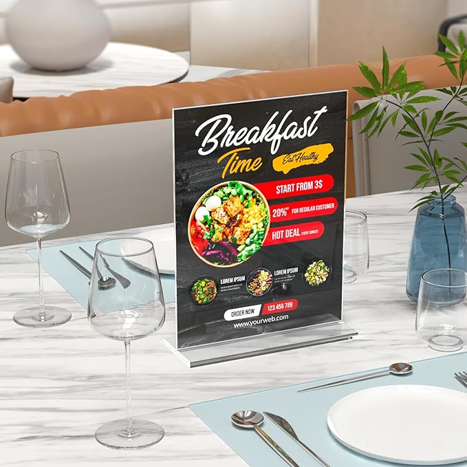 3 Pack Acrylic Sign Holder 8.5 x 11 Inches, Vertical Flyer Display, Table Paper - Image 5