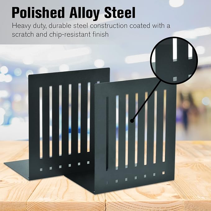 STEELMASTER by BankSupplies 6-Inch Heavy Duty Bookends | Scratch Resistant - Image 2