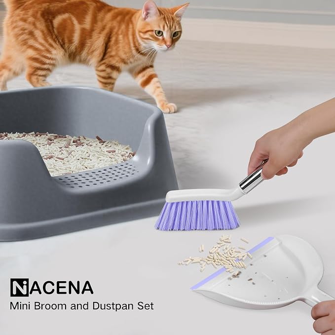 NACENA Mini Broom and Dustpan Set 2 Packs, Small Dust Pan and Brush Set - Image 7