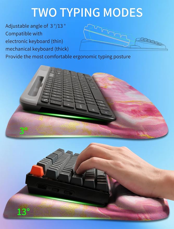 Ergonomic Wave Wrist Rest with Keyboard Stand, Cushioned Palm Rest, Comfortable - Image 2