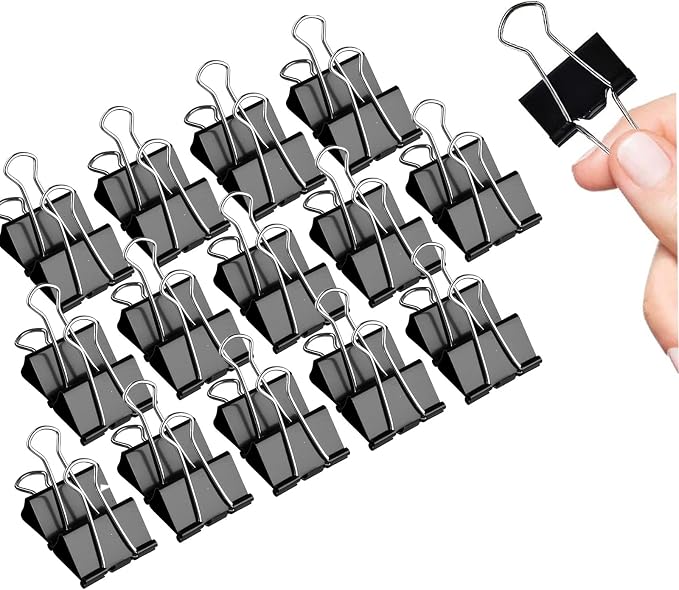 Binder Clips, 144 Pack, 1 Inch, Standard 25mm, Metal Paper Clips, Fold Clamp by Makanu