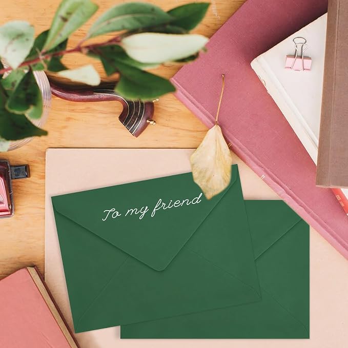 100 Pack Dark Green A7 Envelopes, Christmas Greeting Card Envelopes Self Seal - Image 2