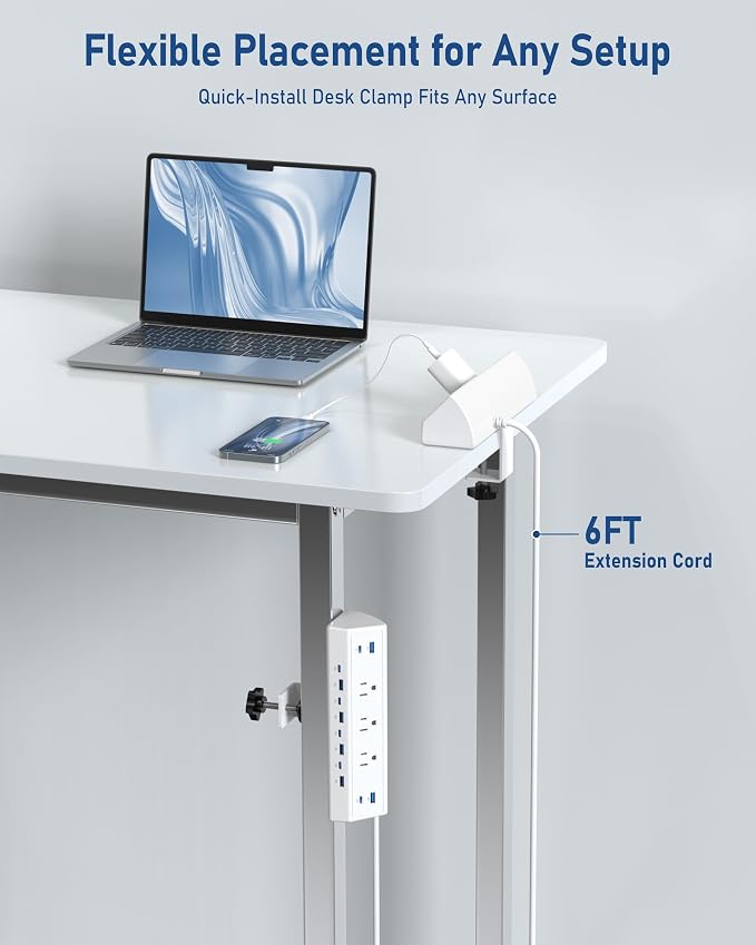 Jgstkcity 130W Desk Clamp Power Strip, 12 USB Ports, Surge Protector, ETL - Image 6