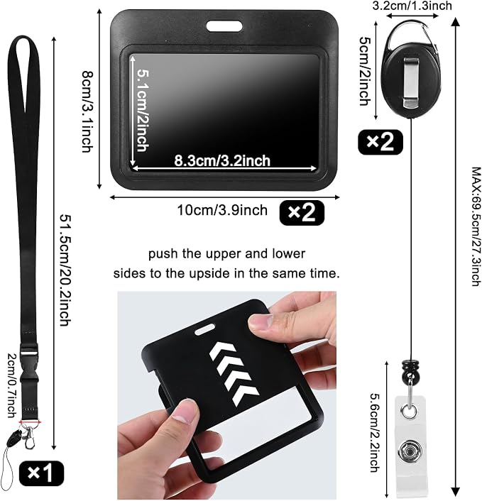 Black Horizontal ID Badge Holder - Image 2