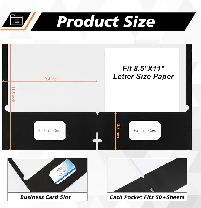 50 Packs Two Pocket Folders, Two Pocket File Folders - Image 2