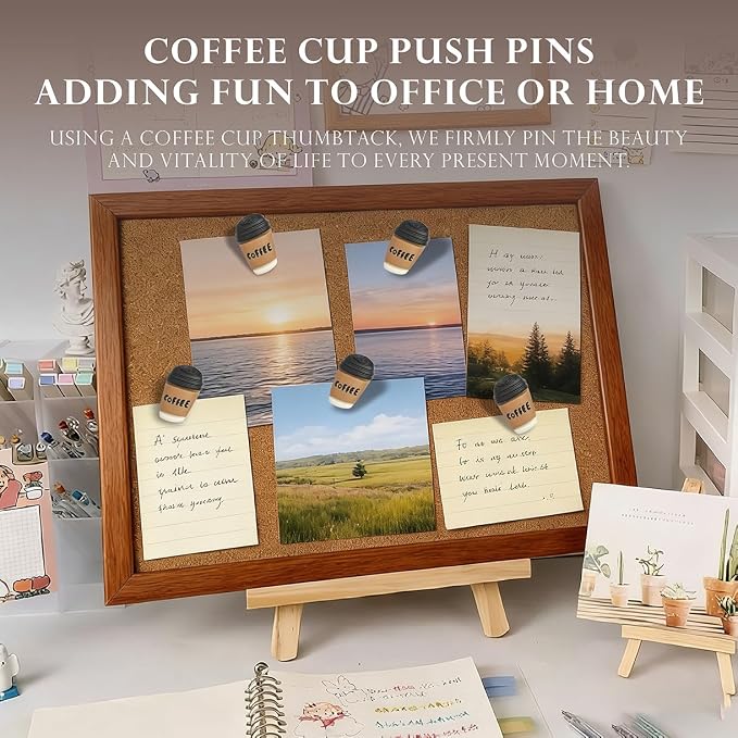 20 Pcs Coffee Cup Printed Decorative Push Pins - Image 4