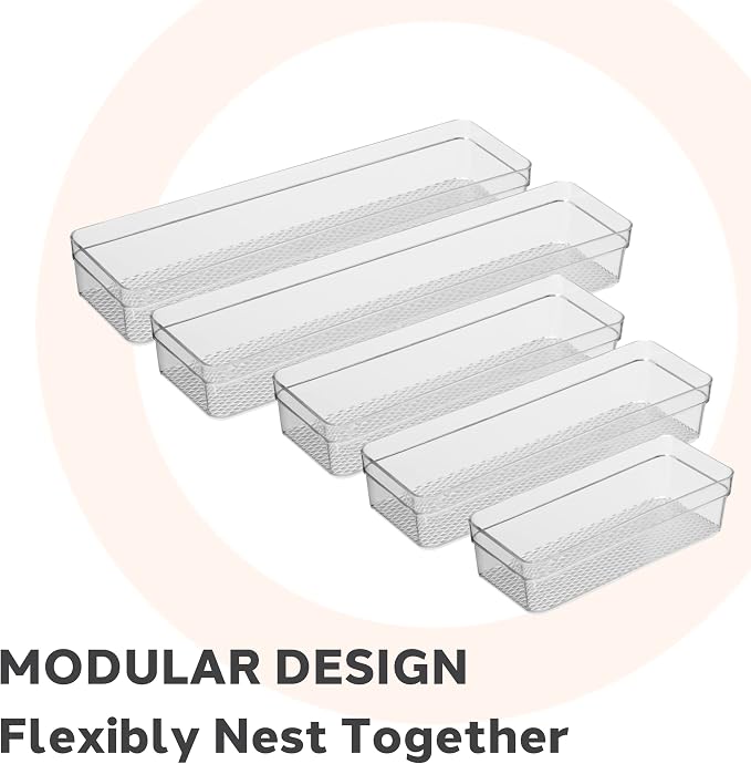 Oggi Set of 5 Clear Drawer Organizers - Image 3