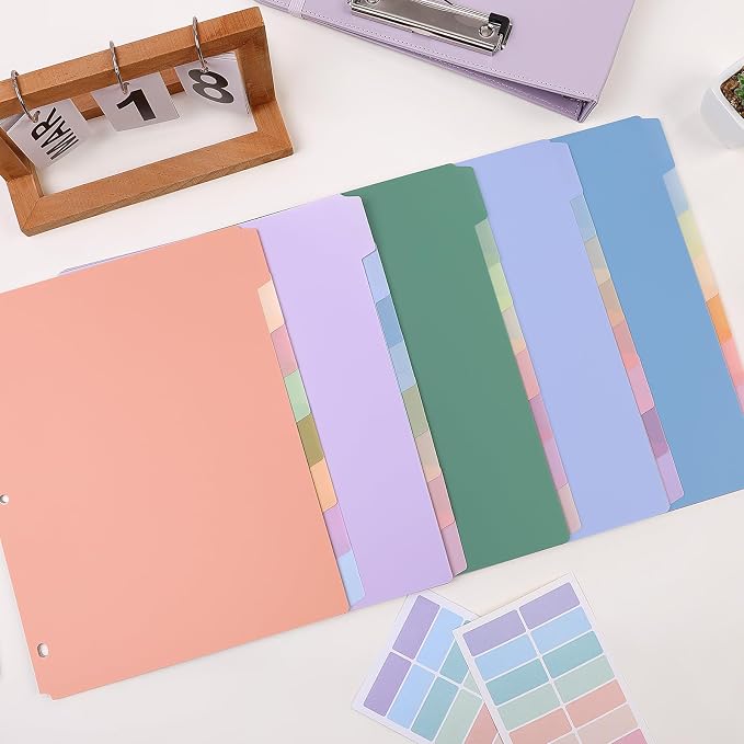 SKYDUE 8-Tab Binder Dividers for 3 Ring Binder, Letter Size, Durable Plastic - Image 9