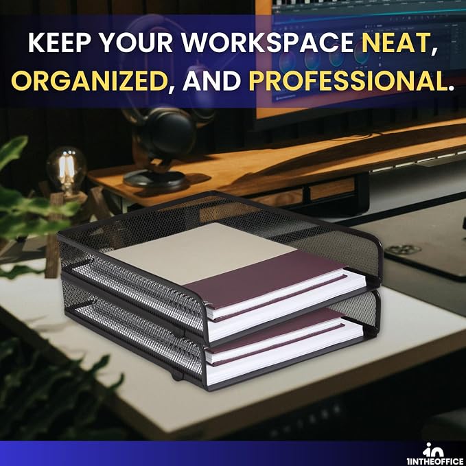 1InTheOffice Letter Trays for Desk Stackable, Front-Load Mesh Desk Tray - Image 7
