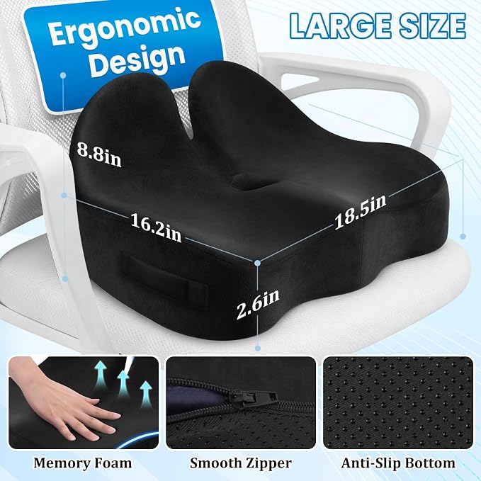 CushZone Seat Cushion, Ergonomic Memory Foam Seat Cushions - Image 2