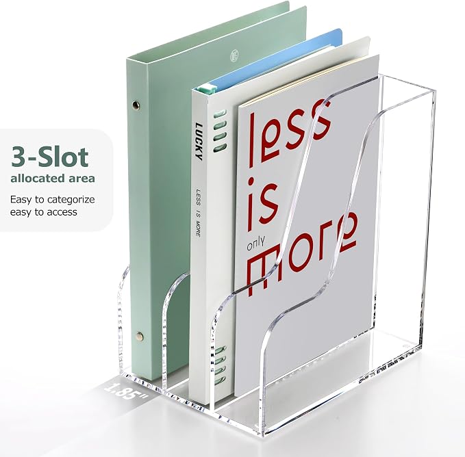 SANRUI Clear Vertical Magazine File Holder, Acrylic Desk Organizer and Storage - Image 7