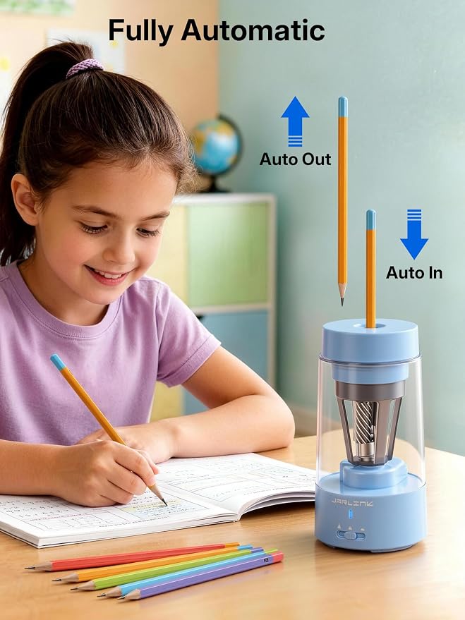 JARLINK Electric Pencil Sharpener, Fully Automatic Rechargeable Pencil Sharpener - Image 2