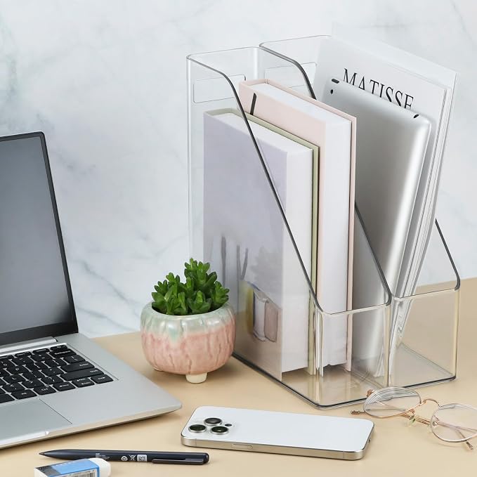 QWORK Clear Acrylic Magazine File Holder, 10.24” X 9.45” X 3.54”, Reliable and - Image 7