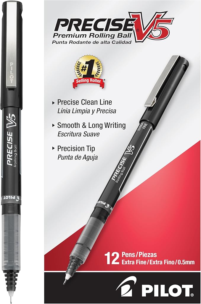 Pilot Precise V5 Rollerball Pens, Extra Fine Point 0.5 mm Black Pens, by PilotCorporationofAmerica