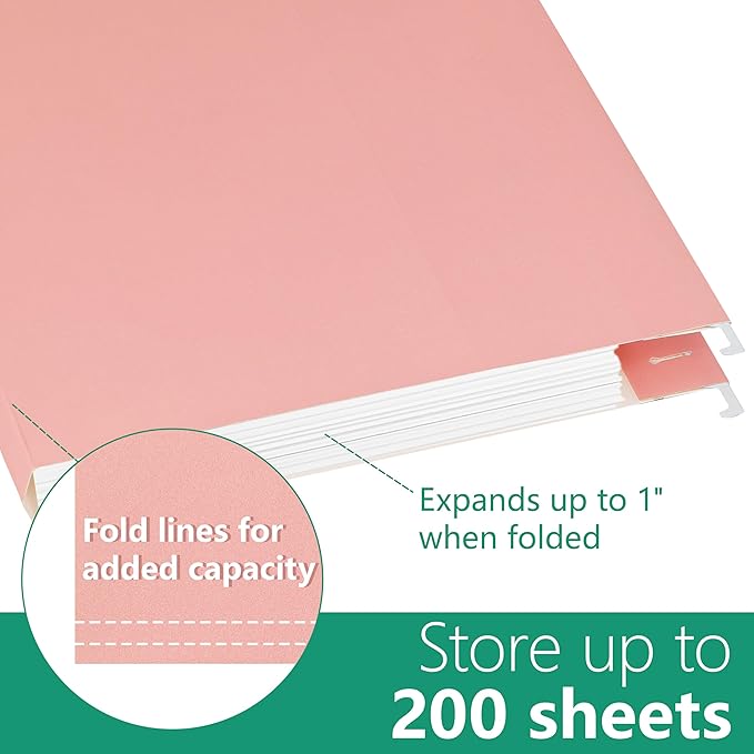 pmybupo Extra Capacity Hanging File Folders, 25 Pack Reinforced Letter Size - Image 4
