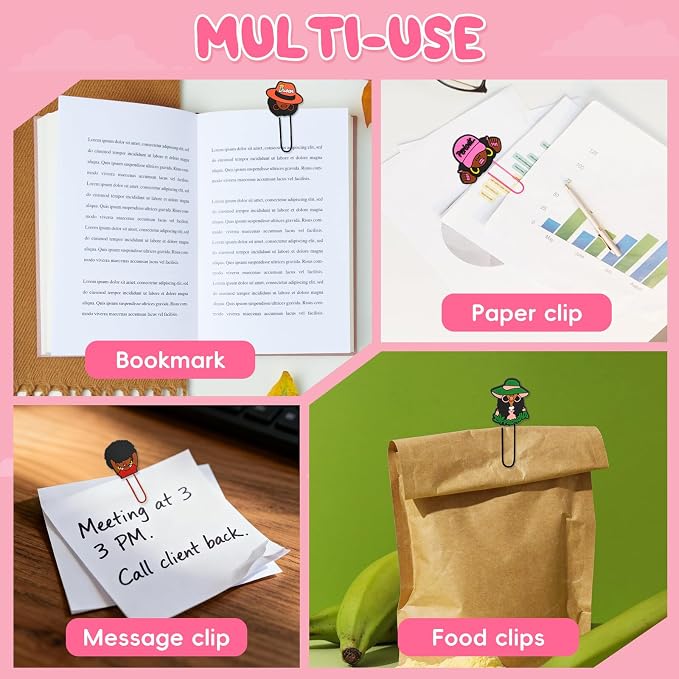 30 PCS Black Girl Paper Clips Metal Paperclip Large Size Paper Clip Cute - Image 5