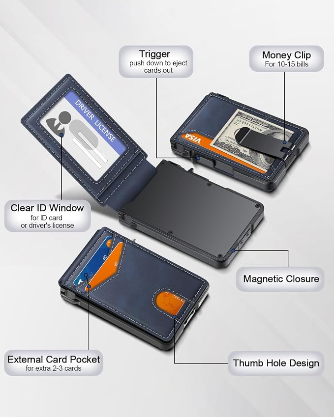 ZALVEX Wallet for Men, Mens Minimalist Wallet 9-13 Cards, Slim Compact Wallet - Image 3
