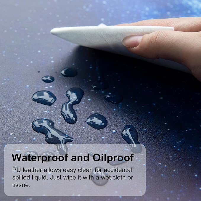 QIYI Large Desk Pad, Milky Way Mouse Pad Desktop Decor, Waterproof PU Leather - Image 4