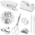 SKYDUE White Office Supplies Set, Desk Accessories, Tape Dispenser, by SKYDUE
