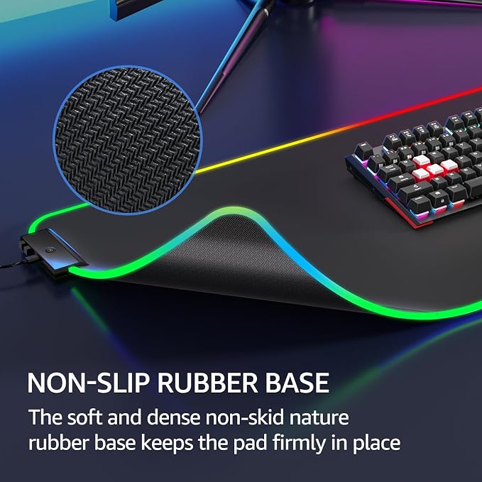 KTRIO RGB Large Gaming Mouse Pad, 31.5 x 11.8 in, RGB Black, XL | Smooth - Image 4