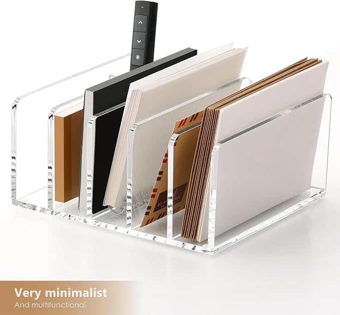 SANRUI Acrylic Mail Organizer, 5 Compartments File Holder - Image 6