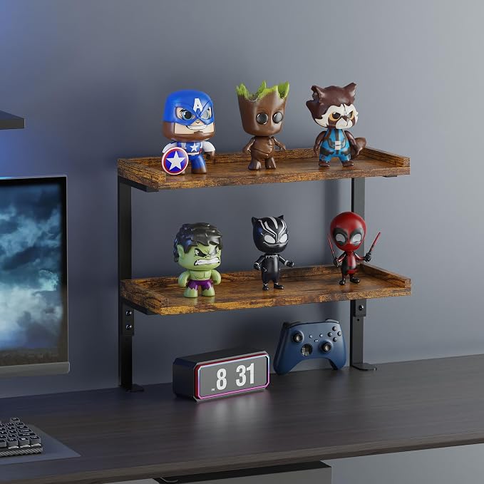 Clamp On Desk Shelf 2-Tier, 16.5 in Wood Shelving Unit - Image 2