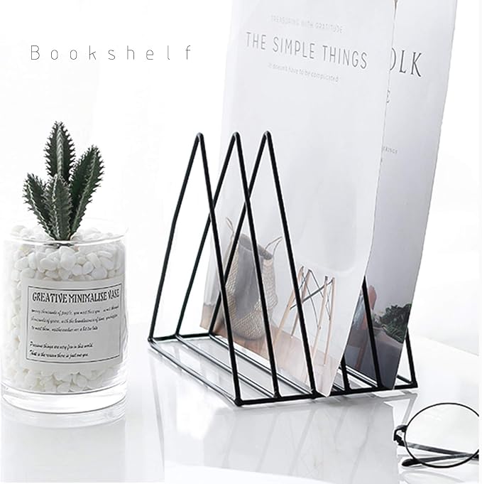 QPEY Triangle File Holder, 5 Slot Metal Vinyl Record Stand Holder Magazine - Image 4