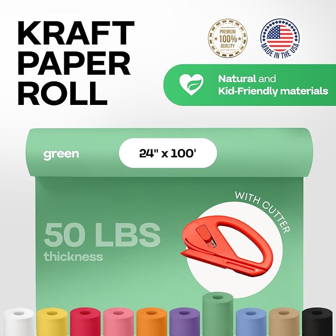 Christmas Green Kraft Paper Roll 24" x 1200" - Image 2