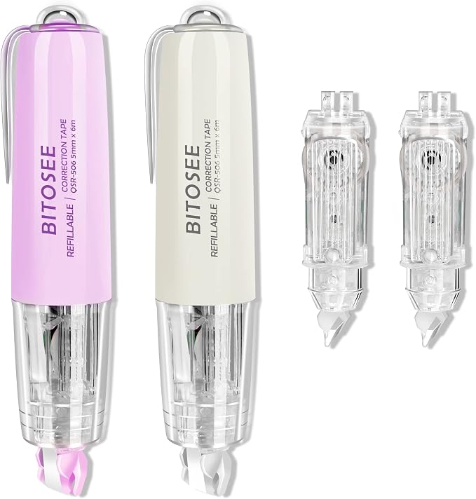 Refillable Retractable Quick Dry Correction Tape, Mini Small Japan Aesthetic by BITOSEE