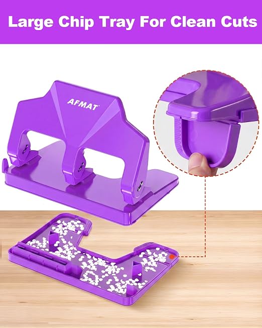 AFMAT 3 Hole Punch Heavy Duty, 40-Sheet Three Hole Punch, 50% Reduced Effort - Image 7