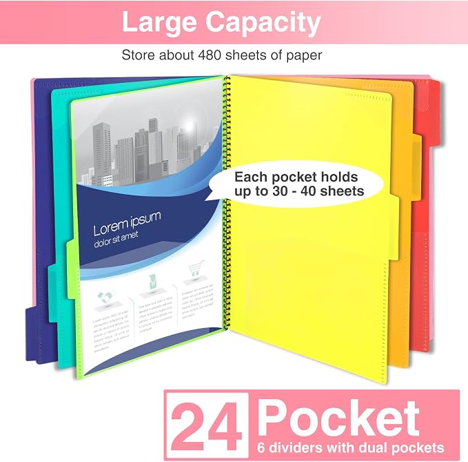 Forvencer 24 Pocket Project Organizer, 1/3-cut Tab Binder Organizer - Image 5