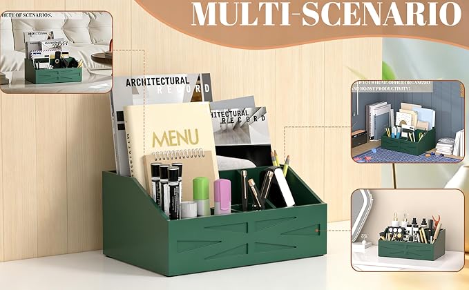 Wood Mail Organizer Countertop, Farmhouse Desk and Kitchen Countertop Storage - Image 6