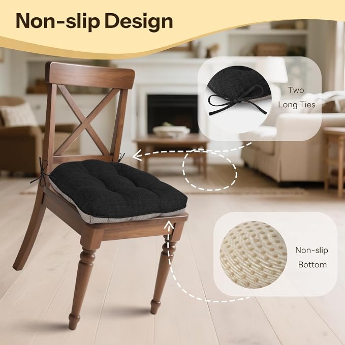 Non Slip Chair Cushions for Dining Chairs Set of 4 Kitchen Chair Cushions - Image 3