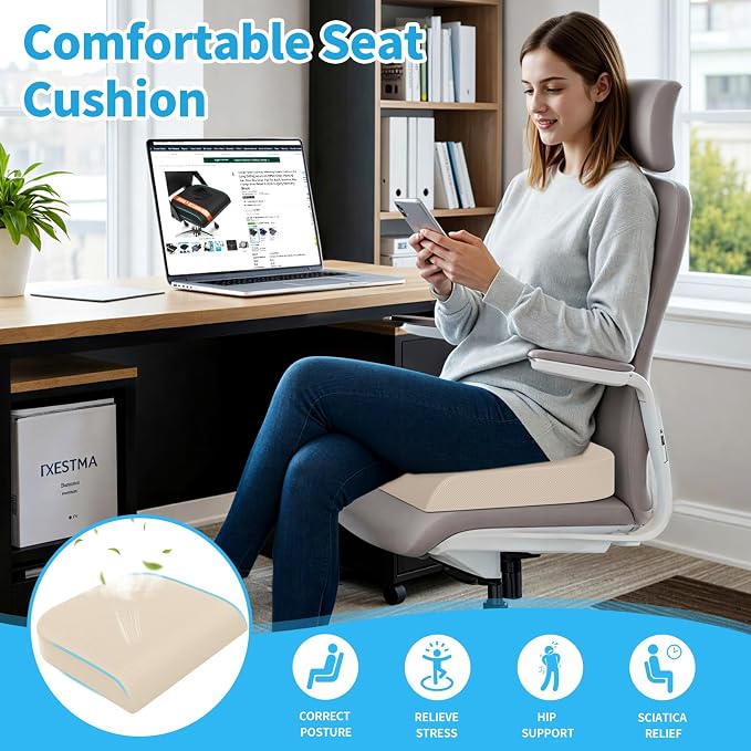 TranquilRelax Large Seat Cushion, Memory Foam Cushion - Image 7