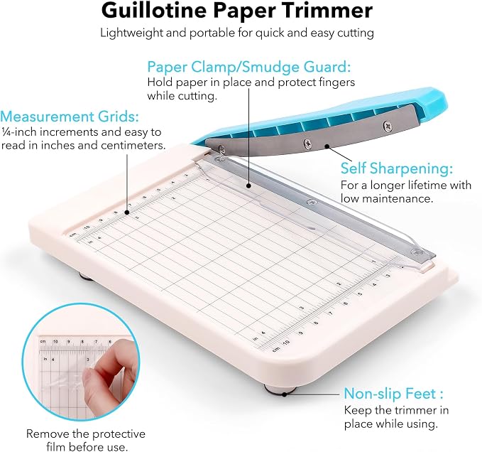 Guillotine Paper Trimmer, Mini Guillotine Paper Cutter, 6 inch Cut Length - Image 2