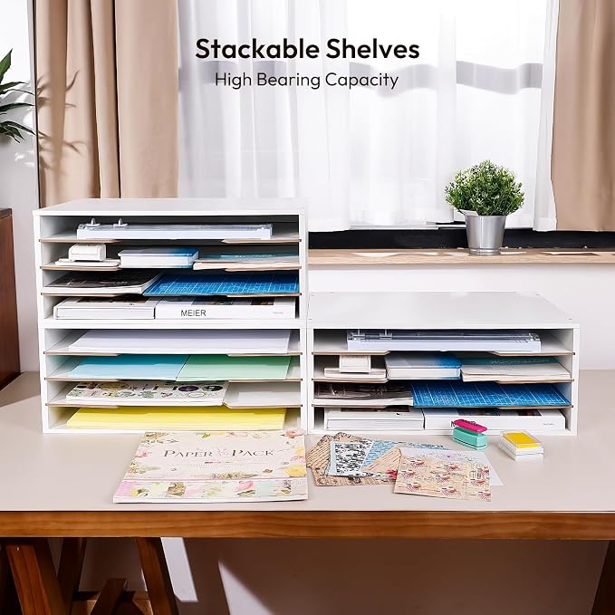 Yumkfoi 12x18 Construction Paper Organizer, 4-Tiers Paper Storage Shelf - Image 5