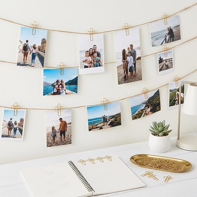 50 Pcs Gold Heart Cross Paper Clips Gold Paper Clip Bookmark Bible Study - Image 5
