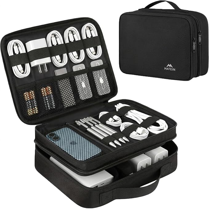 MATEIN Electronics Organizer Travel Case, Water Resistant Cable Organizer Bag by MATEIN