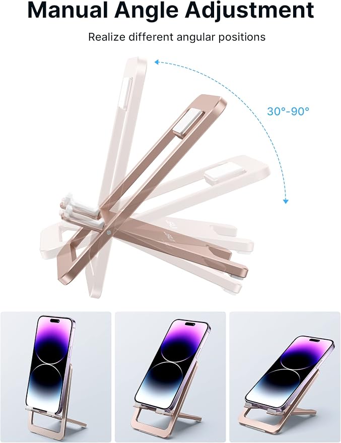 JSAUX Cell Phone Stand, Foldable Aluminum Adjustable Phone Holder - Image 4