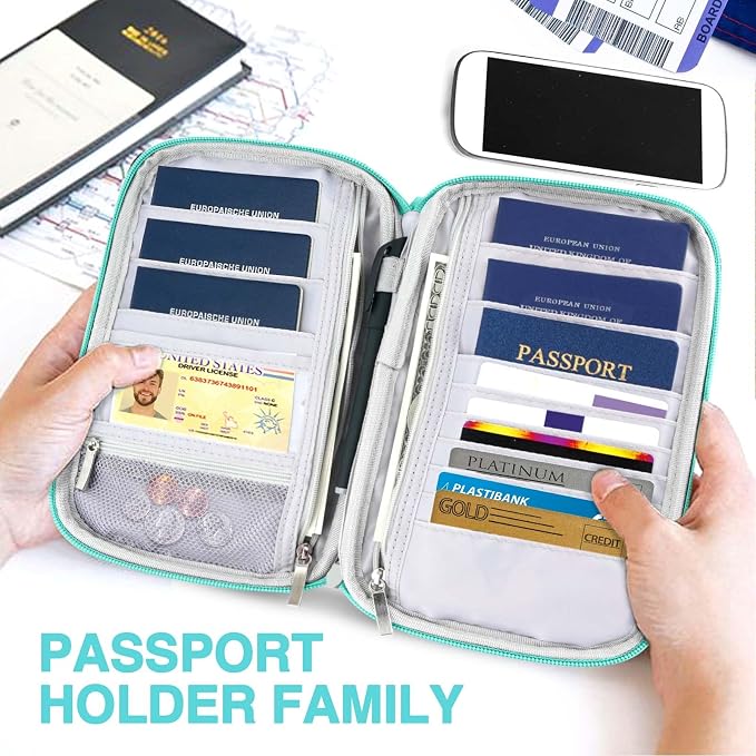 Passport Holder Family, Women Rfid Blocking Passport Wallet, Travel Essentials - Image 6