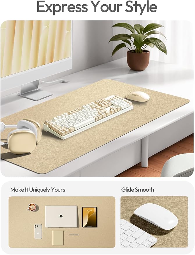 YSAGi Leather Desk Pad Protector, Office Desk Mat, Large Mouse Pad, Non-Slip PU - Image 2
