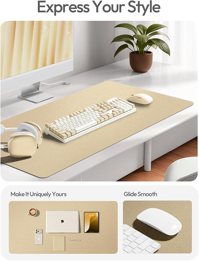 YSAGi Leather Desk Pad Protector, Office Desk Mat, Large Mouse Pad, Non-Slip PU - Image 2