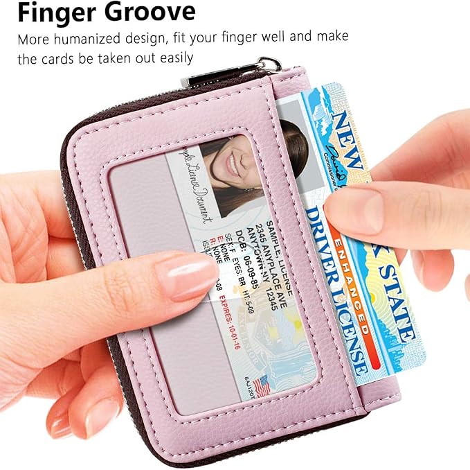 FurArt Zipper Wallet Women, RFID Blocking Credit Card Wallet, Business Card - Image 2