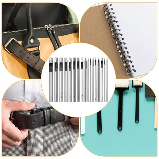 17 PCS Leather Hole Punch, 0.5-7mm Hollow Punch Set Metal Round Leather Punches - Image 5