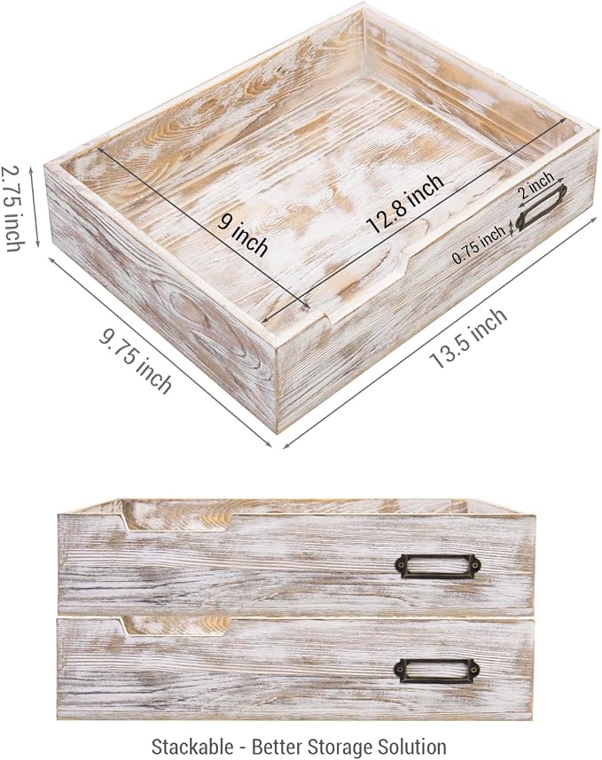 MyGift Rustic White Desktop Letter Tray - Image 2