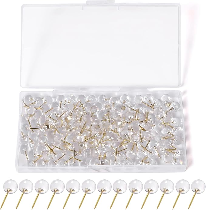 150 PCS Push Pins, Standard Plastic Thumb Tacks, Head Steel Point Thumb Tacks by JIMSUMM