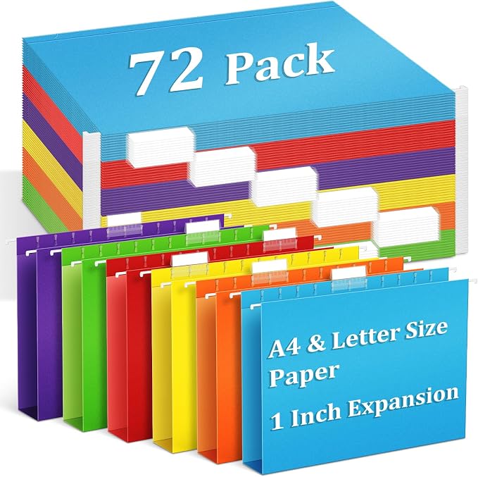 V-Opitos 72 Pack 1 Inch Expansion Hanging File Folders, Letter Size Hanging by Wearecommittedtotheresearchandproductionofhigh-qualitykidstoysschoolofficesuppliesandholidayproducts