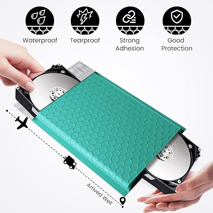 Fuxury Bubble Mailers 6x10“ 3000 Pack Teal Padded Envelopes Usable Size 6x9" - Image 6