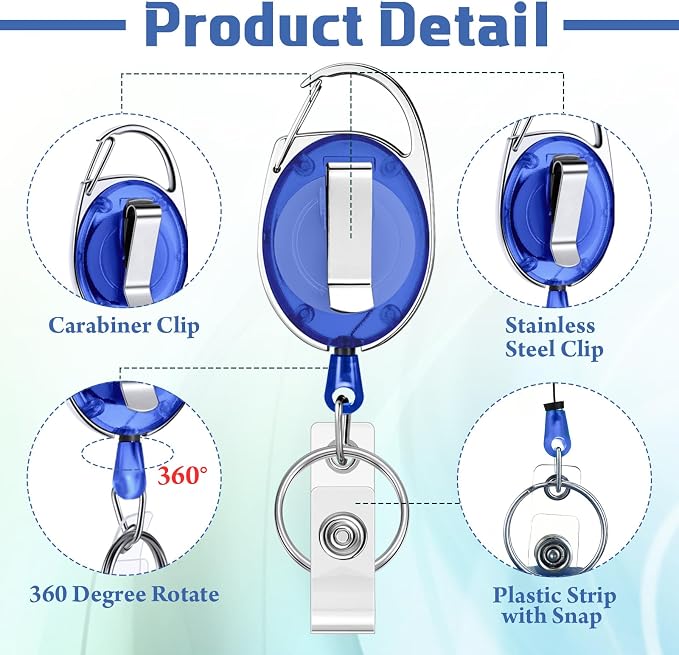 Laumoi 150 Packs Retractable ID Badge Holder Name ID Badge Reel Clips Keychain - Image 3