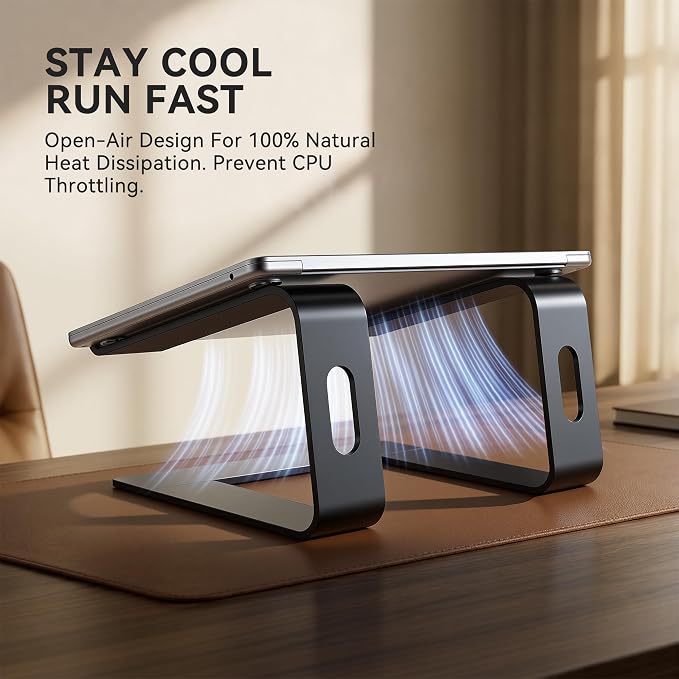 SOUNDANCE Laptop Stand, Aluminum Computer Riser, Ergonomic Laptops Elevator - Image 2